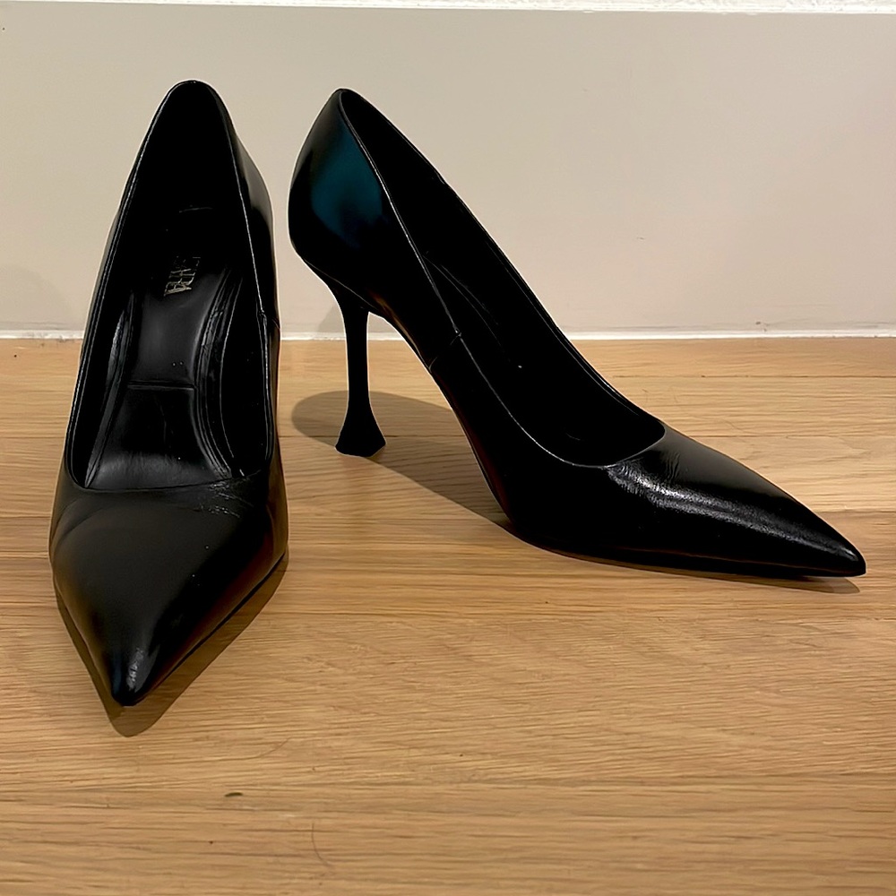 ZARA Black Leather Heel